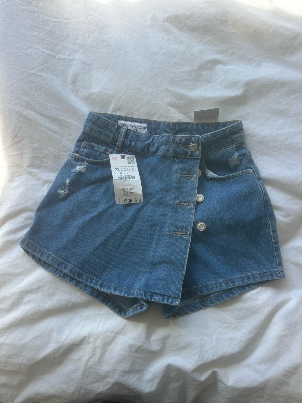 Zara Blue Denim Button-Front Skort